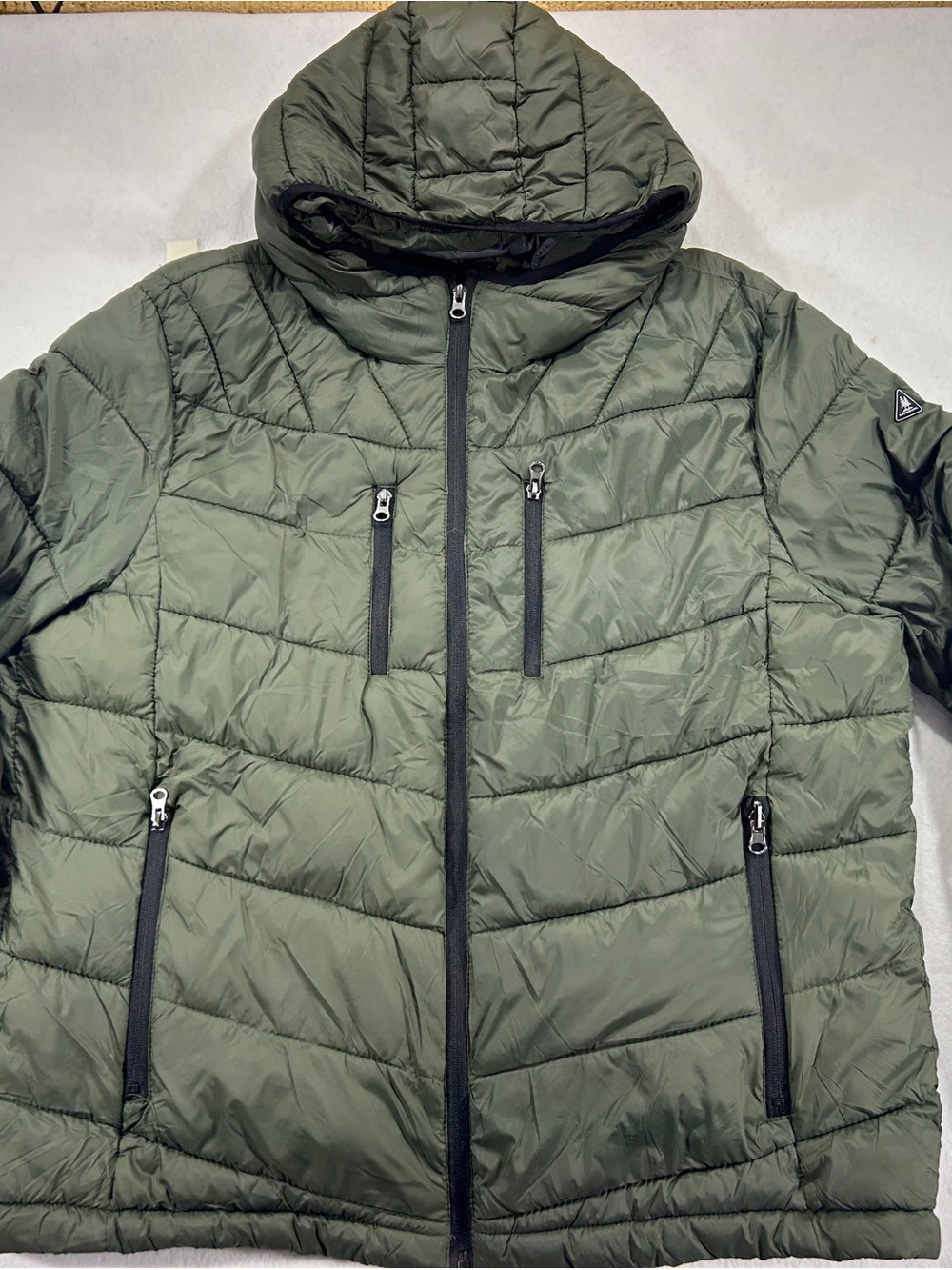 G.H. Bass & Co. Olive Green Quilted Hooded Puffer Jacket